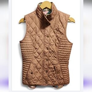 LILLY PULITZER - Women’s Tan Quilted Zip-Up Vest with Printed Lining Size Small